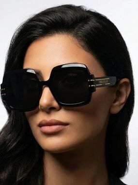 Dior Acetate Diorsignature S1U Square Sunglasses Black